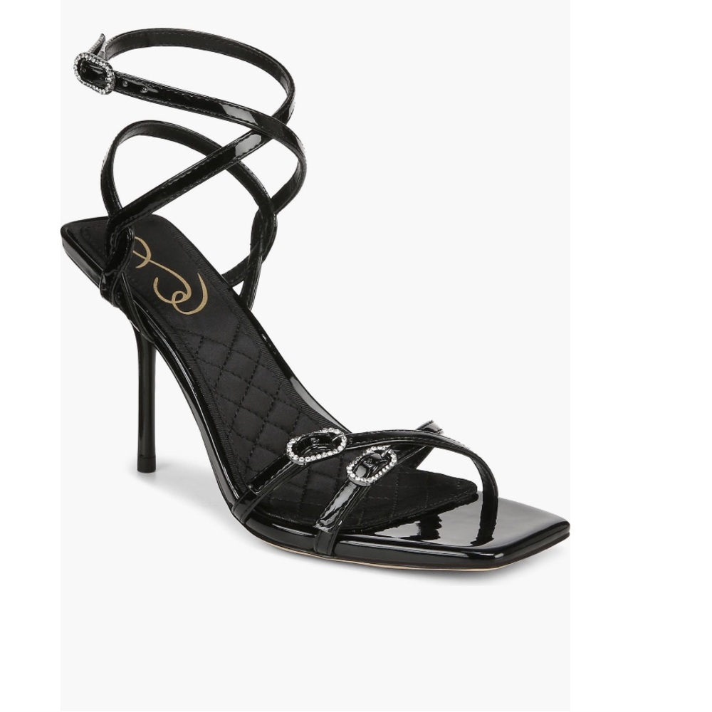 Sam Edelman Trevin Ankle Strap Sandals Black Jewel Encrusted Accents Woman’s 9.5